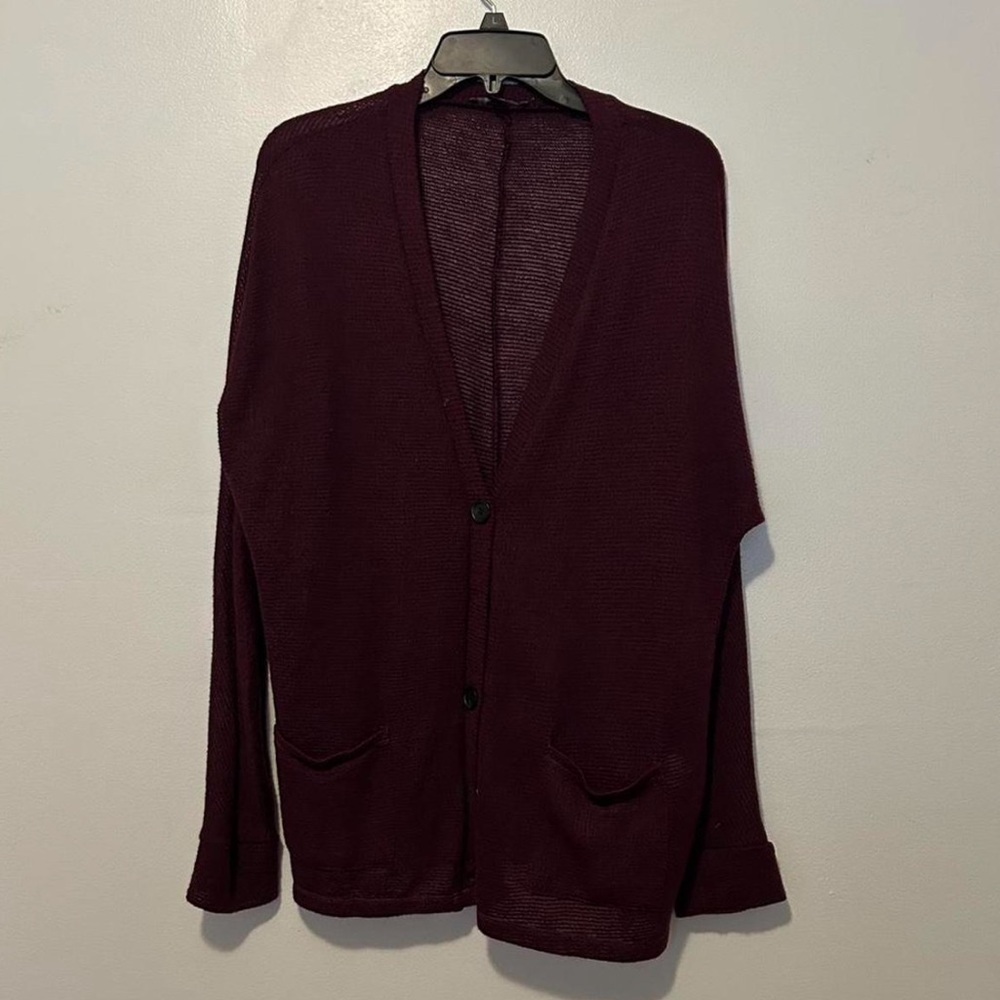 sheer wine color cardigan